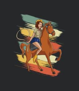 Rodeo Riding For Girls Motif