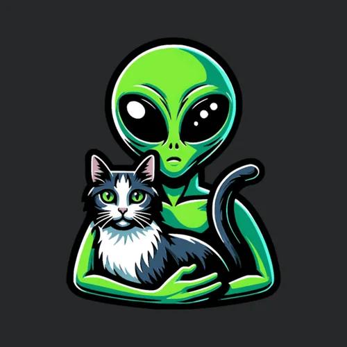 Alien And Grey Cat