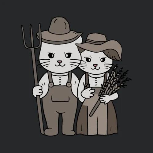 Farmer Cats With Pitchfork