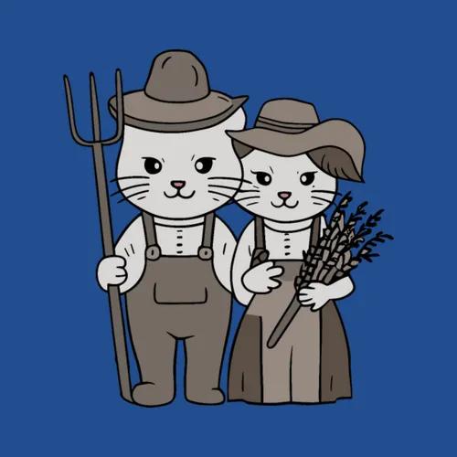 Farmer Cats With Pitchfork