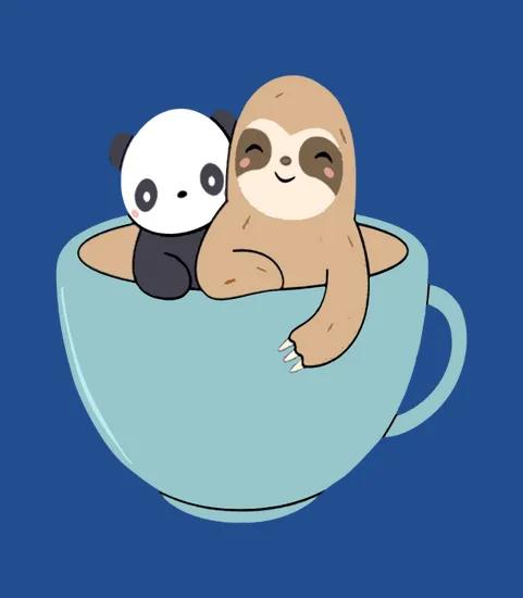 Kawaii Cute Panda And Sloth