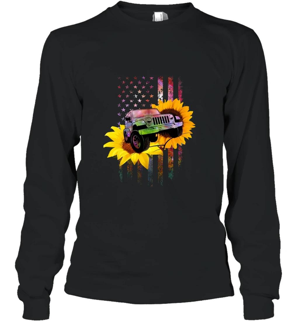 American Jeep Flag Sunflower Hippie