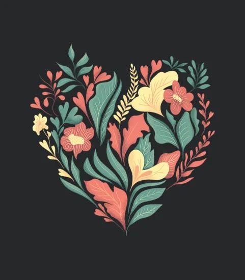 Colorful And Floral Heart