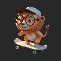 Skater Lion On Skateboard