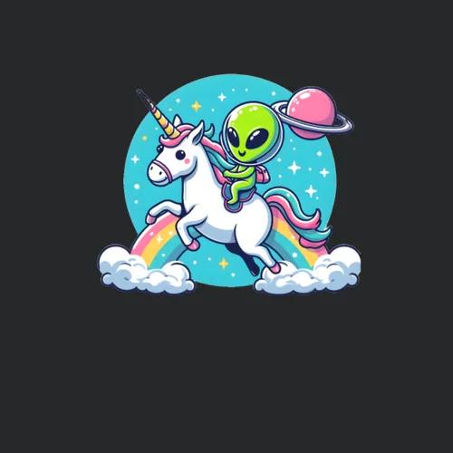 Alien Riding Unicorn