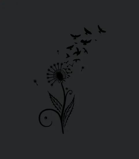 Dandelion With Flying Birds
