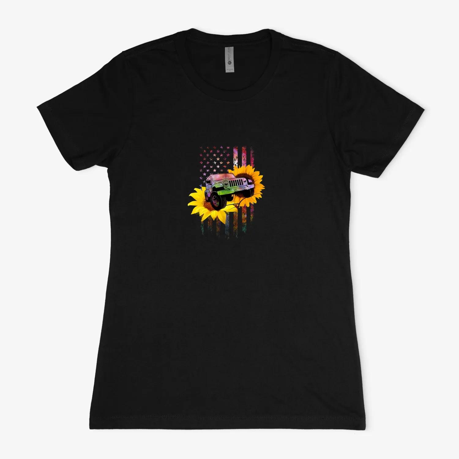 American Jeep Flag Sunflower Hippie