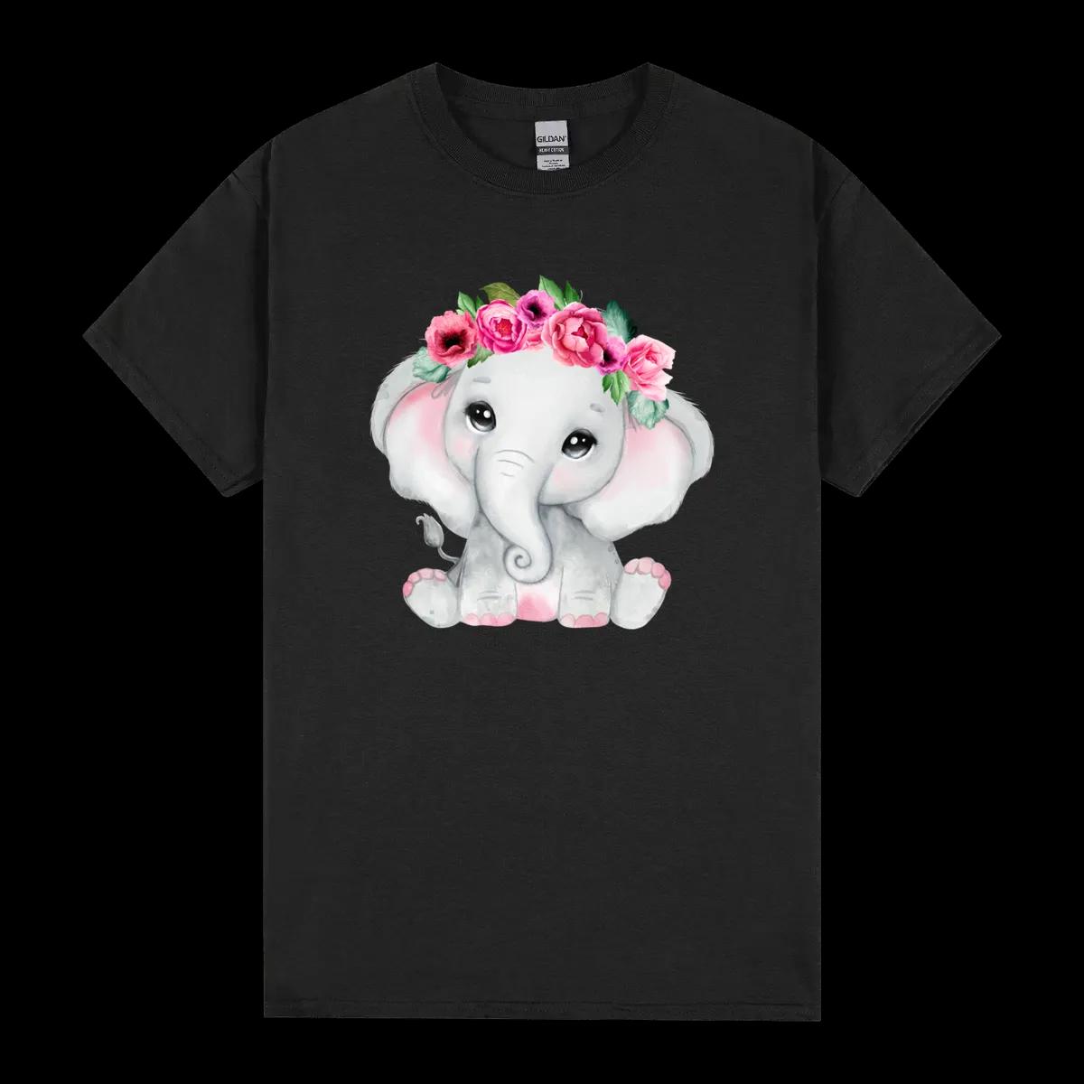 Cute Pink Floral Baby Elephant