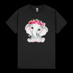 Cute Pink Floral Baby Elephant