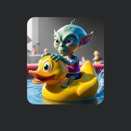 A Rubber Ducky Riding Alien