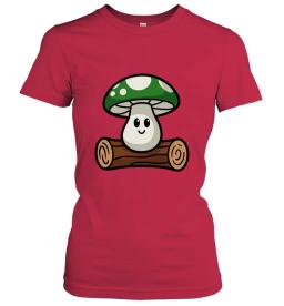 Cute Green Mushroom Sitting On Log