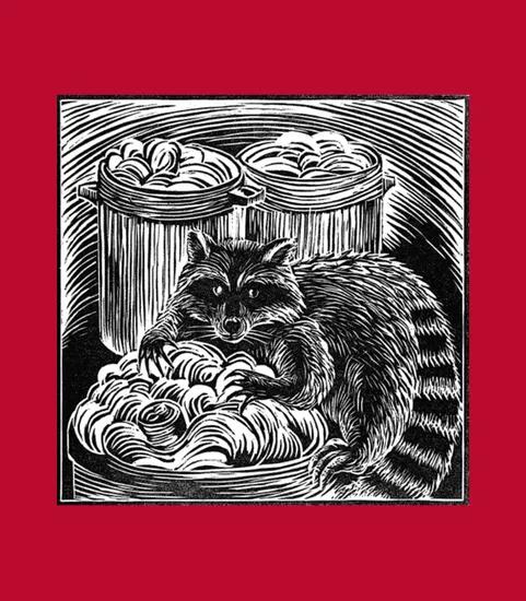 Raccoon Linocut
