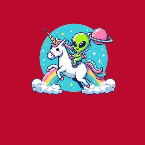 Alien Riding Unicorn