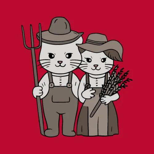Farmer Cats With Pitchfork