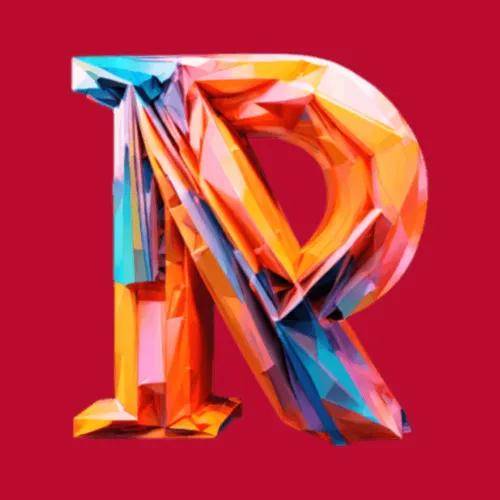 Colorful Geometric Crystal Letter R