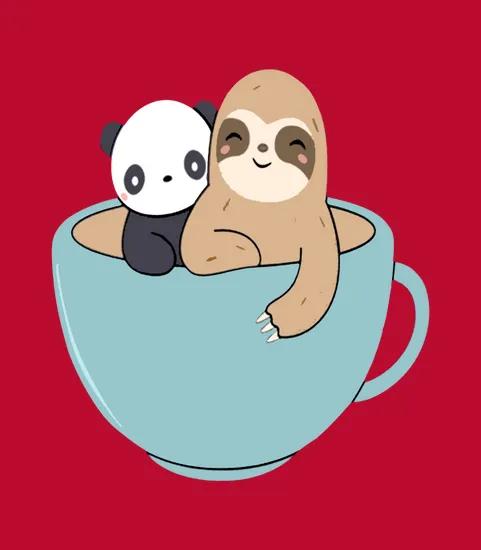 Kawaii Cute Panda And Sloth