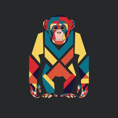 Colorful Geometric Monkey Art