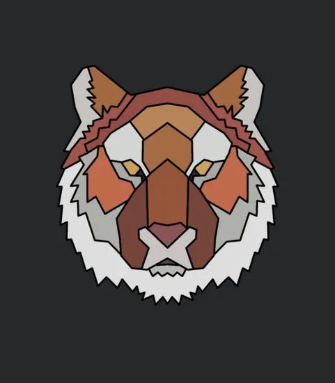 Tiger Head Colored Low Poly