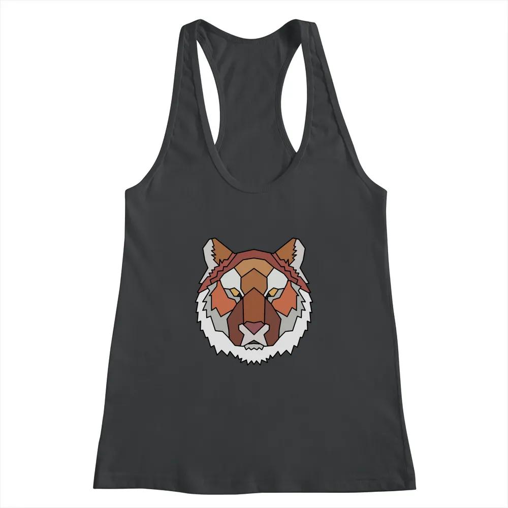 Tiger Head Colored Low Poly
