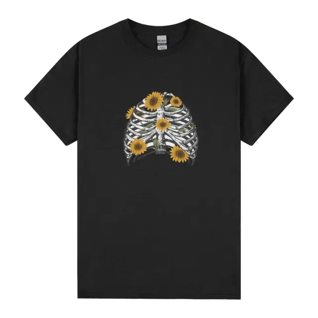 Vintage Anatomical Ribcage With Sunflower